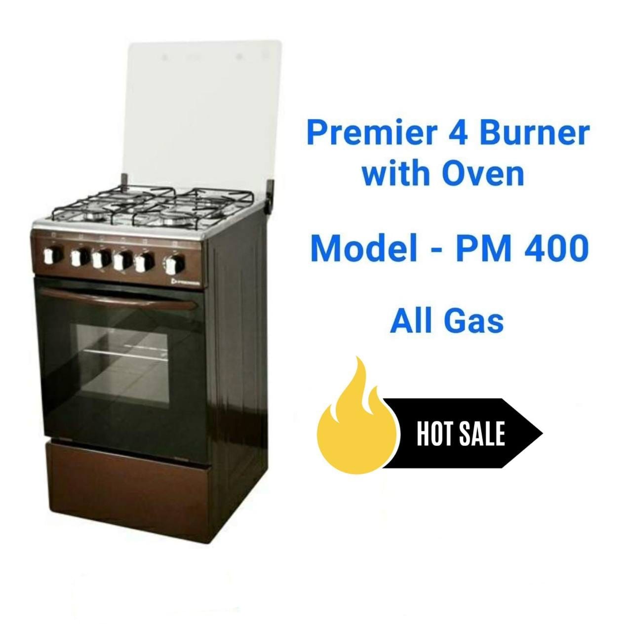 4 Gas Burner cooker with Oven Auto Ignition Standing All Gas Cooker