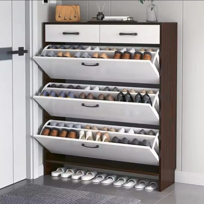Bucket flip shoe rack