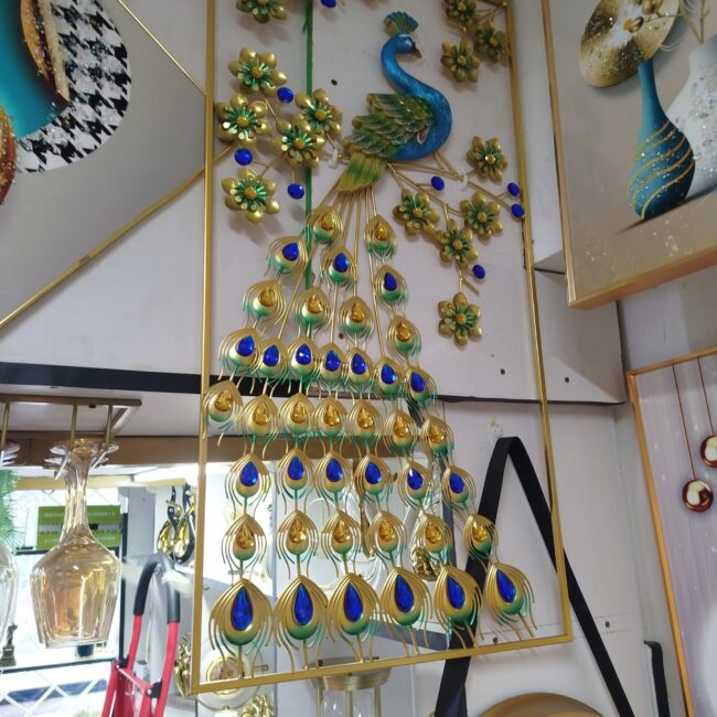 Framed peacock wall clock