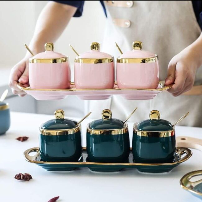 3-1 ceramic sugar dish with a tray