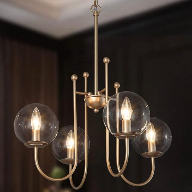 Large Globe, Brass Pendant Light Fixtures