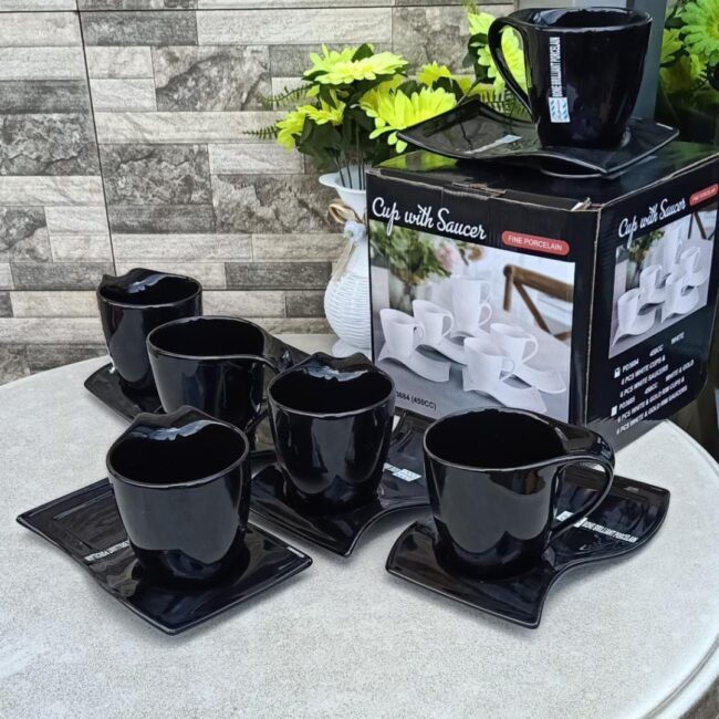 Black cups with saucer 450ml