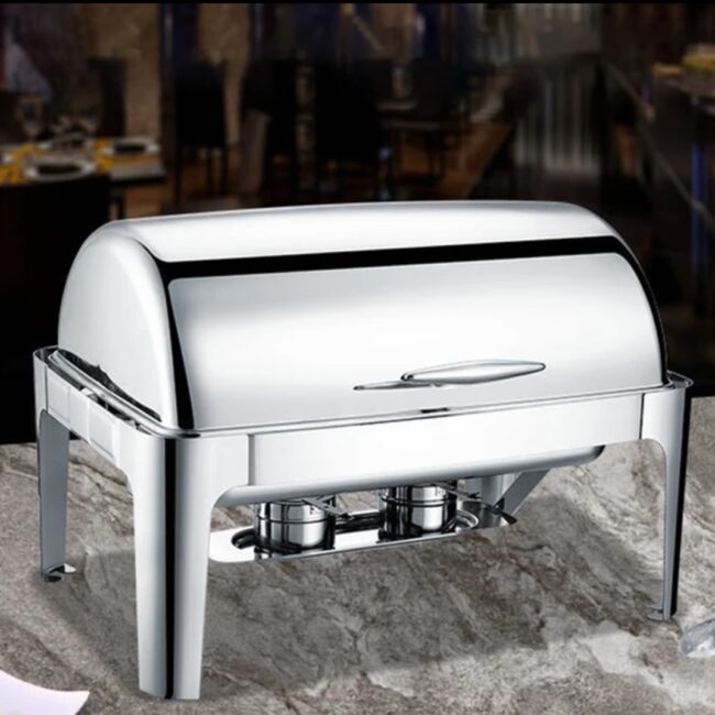 Roll top chaffing dish